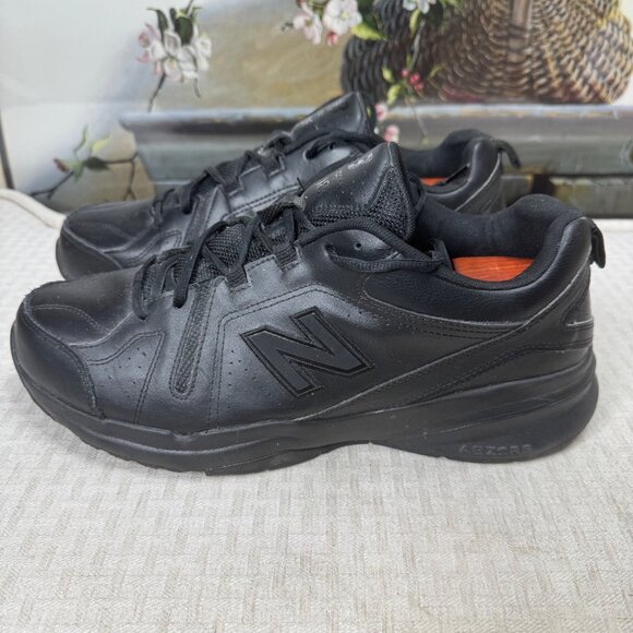 New Balance608 Mens Size 14 Black Slip Resistant Leather Sneakers - Picture 1 of 8